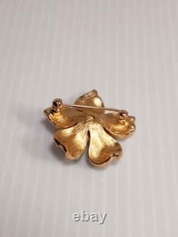 RARE Crown Trifari Alfred Philippe Flower Faux Blue Turquoise White Enamel Pin