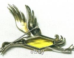 RARE Crown Trifari Alfred Philippe Flying Duck Figural Brooch Sterling Vermeil