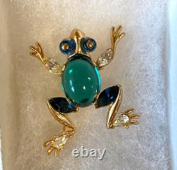RARE Crown Trifari Alfred Philippe Glass Cabochon Jelly Belly Frog Brooch Pin