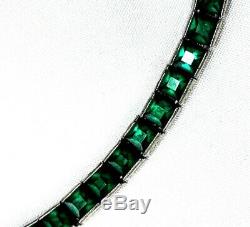 RARE Crown Trifari Alfred Philippe Invisibly Set Emerald Rhinestone Bracelet