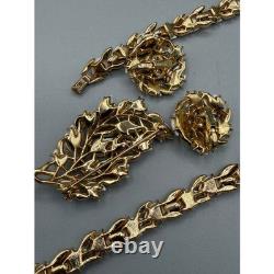 RARE Crown Trifari Alfred Philippe Lily Parure Necklace Bracelet Earrings Brooch