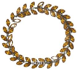 RARE Crown Trifari Alfred Philippe Necklace Choker Amber Glass Gold Tone Signed
