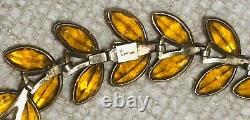 RARE Crown Trifari Alfred Philippe Necklace Choker Amber Glass Gold Tone Signed