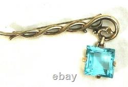 RARE Crown Trifari Alfred Philippe Sterling Vermeil Aqua Crystal Dangle Brooch