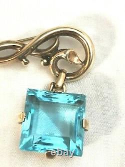 RARE Crown Trifari Alfred Philippe Sterling Vermeil Aqua Crystal Dangle Brooch