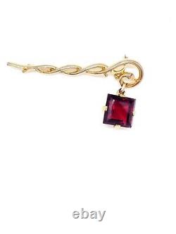 RARE Crown Trifari Alfred Philippe Sterling Vermeil Garnet Crystal Dangle Brooch