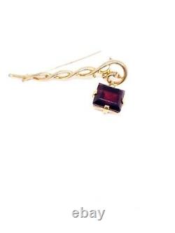 RARE Crown Trifari Alfred Philippe Sterling Vermeil Garnet Crystal Dangle Brooch