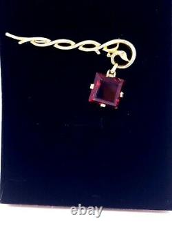 RARE Crown Trifari Alfred Philippe Sterling Vermeil Garnet Crystal Dangle Brooch