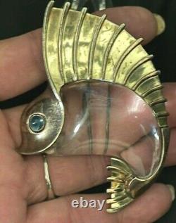 RARE Crown Trifari Jelly Belly 1941 Sailfish Large Fur Pin Brooch