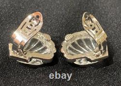 RARE Crown Trifari Moonshell Jelly Belly Clip On Earrings by Alfred Philippe