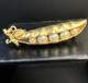 RARE Crown Trifari Peas in a Pod Brooch Alfred Philippe 1960s Gold Tone Pearl