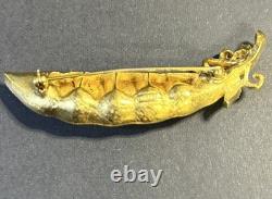 RARE Crown Trifari Peas in a Pod Brooch Alfred Philippe 1960s Gold Tone Pearl