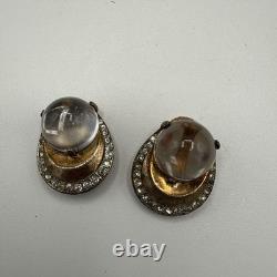 RARE Crown Trifari Pool Of Lights Jelly Belly Fur Clips Alfred Philippe Damaged