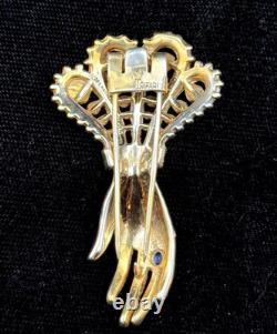 RARE Estate Alfred Philippe Trifari Sterling Jeweled Rhinestone Hand Fur Clip