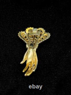 RARE Estate Alfred Philippe Trifari Sterling Jeweled Rhinestone Hand Fur Clip
