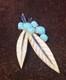 RARE TRIFARI 1940s Alfred PhilippeL'orient Gold Tone Faux Turquoise Leaf Brooch
