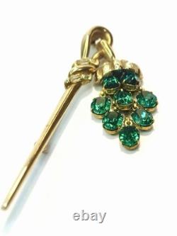 RARE TRIFARI ALFRED PHILIPPE Green Dangling Rhinestone Lantern Vintage Brooch