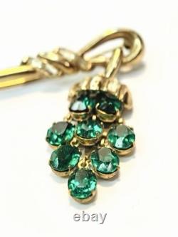 RARE TRIFARI ALFRED PHILIPPE Green Dangling Rhinestone Lantern Vintage Brooch