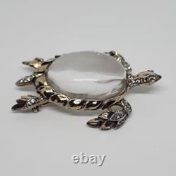 RARE TRIFARI'Alfred Philippe' STERLING Lucite Jelly Belly Sea Turtle Brooch