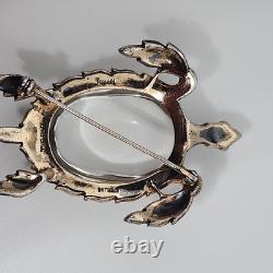 RARE TRIFARI'Alfred Philippe' STERLING Lucite Jelly Belly Sea Turtle Brooch