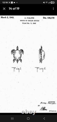 RARE TRIFARI'Alfred Philippe' STERLING Lucite Jelly Belly Sea Turtle Brooch