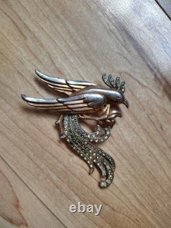 RARE TRIFARI Alfred Phillipe 1940s EXOTIC BIRD PIN GOLD VERMEIL & STONES RARE TRIFARI Alfred Phillipe 1940s EXOTIC BIRD PIN GOLD VERMEIL & STONES