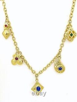 RARE TRIFARI Mogul India Alfred Philippe Revival Ruby Emerald Sapphire Necklace