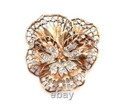 RARE! TRIFARI Pat. Pend.'Alfred Philippe' Rhinestone Lace Pansy Flower Brooch