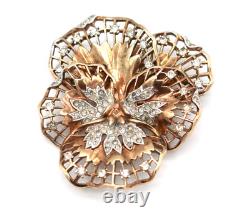 RARE! TRIFARI Pat. Pend.'Alfred Philippe' Rhinestone Lace Pansy Flower Brooch