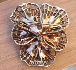 RARE! TRIFARI Pat. Pend.'Alfred Philippe' Rhinestone Lace Pansy Flower Brooch