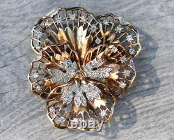 RARE! TRIFARI Pat. Pend.'Alfred Philippe' Rhinestone Lace Pansy Flower Brooch