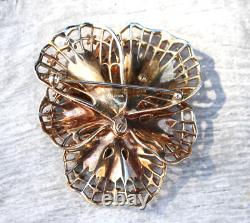 RARE! TRIFARI Pat. Pend.'Alfred Philippe' Rhinestone Lace Pansy Flower Brooch