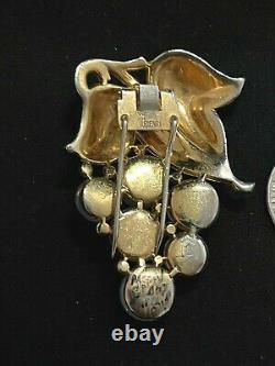 RARE Trifari Alfred Philippe Enameled & Shoe Button Grape Figural Fur Pin Brooch