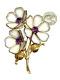 RARE Trifari Alfred Philippe Poured Glass Rhinestone Flowers Fur Pin Brooch 4.5