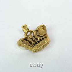 RARE Trifari Alfred Philippe VTG Crown Brooch Pearl Red Blue Gemstones GoldTone