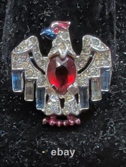 RARE Trifari Alfred Philippe Vintage Patriotic Eagle Rhinestone Small Mini Pin