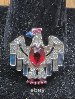 RARE Trifari Alfred Philippe Vintage Patriotic Eagle Rhinestone Small Mini Pin