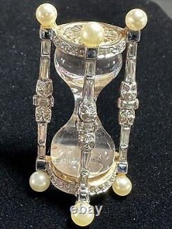 RARE! Trifari Sterling'Alfred Philippe' Gold And Pave Jelly Belly Hourglass