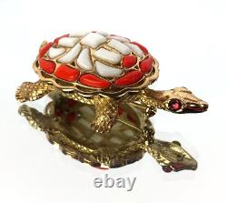 RARE VINTAGE Alfred Philippe TRIFARI Turtle PIN Brooch FRUIT SALAD Glass Stones