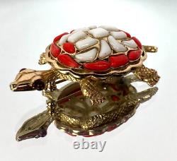 RARE VINTAGE Alfred Philippe TRIFARI Turtle PIN Brooch FRUIT SALAD Glass Stones
