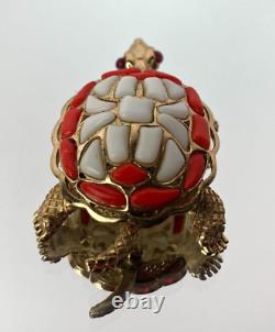 RARE VINTAGE Alfred Philippe TRIFARI Turtle PIN Brooch FRUIT SALAD Glass Stones