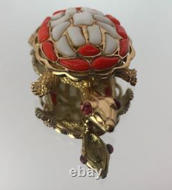 RARE VINTAGE Alfred Philippe TRIFARI Turtle PIN Brooch FRUIT SALAD Glass Stones