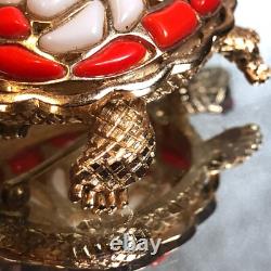RARE VINTAGE Alfred Philippe TRIFARI Turtle PIN Brooch FRUIT SALAD Glass Stones