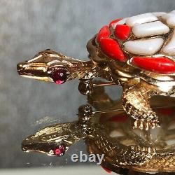 RARE VINTAGE Alfred Philippe TRIFARI Turtle PIN Brooch FRUIT SALAD Glass Stones
