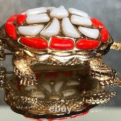 RARE VINTAGE Alfred Philippe TRIFARI Turtle PIN Brooch FRUIT SALAD Glass Stones