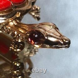 RARE VINTAGE Alfred Philippe TRIFARI Turtle PIN Brooch FRUIT SALAD Glass Stones
