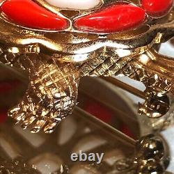 RARE VINTAGE Alfred Philippe TRIFARI Turtle PIN Brooch FRUIT SALAD Glass Stones