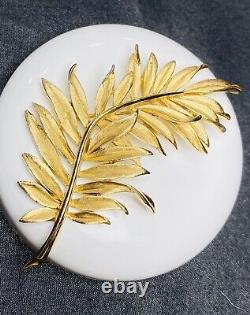 RARE VTG 1950's Crown Trifari Alfred Philippe Gold Trifanium Fern Leaf Brooch