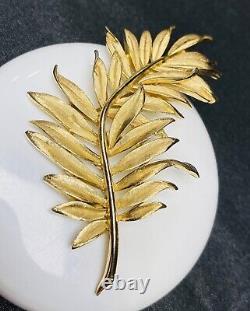 RARE VTG 1950's Crown Trifari Alfred Philippe Gold Trifanium Fern Leaf Brooch