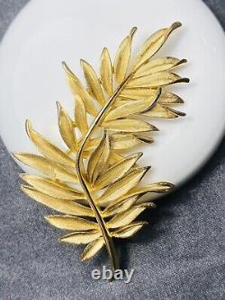 RARE VTG 1950's Crown Trifari Alfred Philippe Gold Trifanium Fern Leaf Brooch